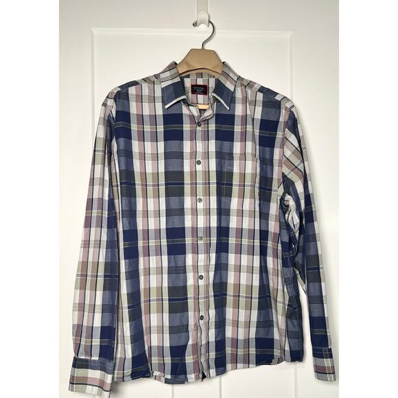 UNTUCKit Blue Red Tan Plaid Shirt Size XXLARGE 100% Cotton Relaxed Fit - Picture 1 of 10